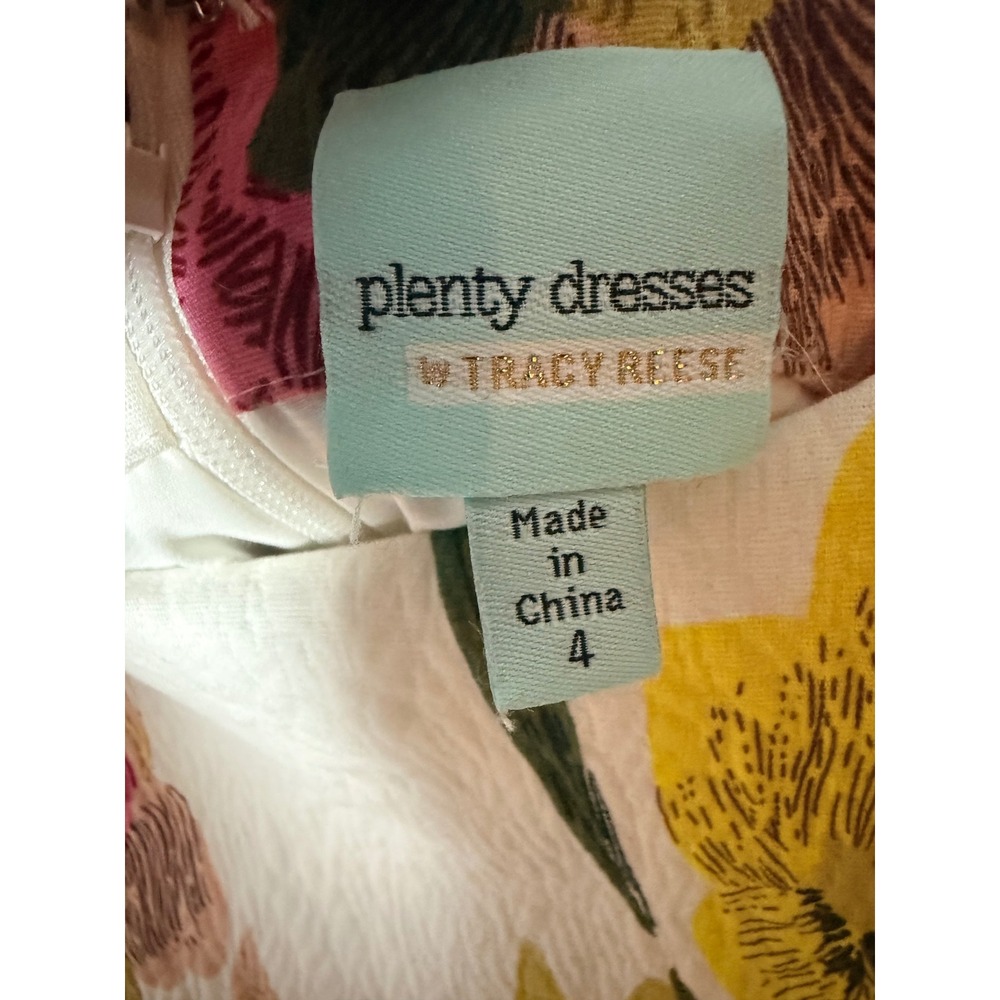 Plenty by Tracy Reese Floral Shift Dress White Sleeveless Cotton BKNC17 Size 4 - Picture 6 of 8
